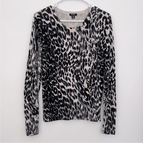 Buffalo David Bitton Tops - Buffalo By David Bitton Leopard Black Tan Sweater